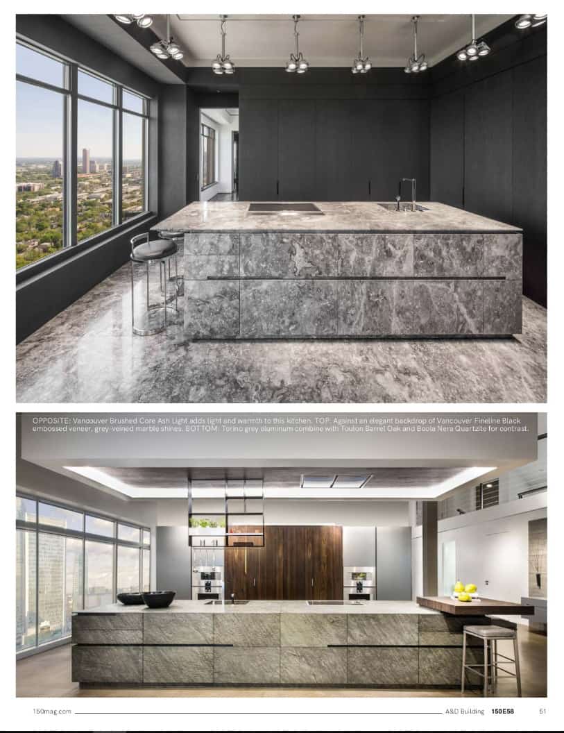 images of stone cabinetry in eggermann's unique line featured in 150 e58 spring 2019 issue of the a&d building magazine