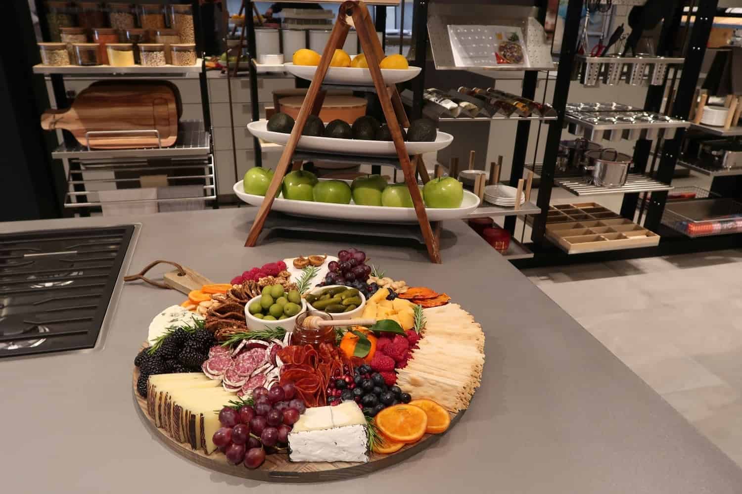 Popular food stylist, Meg Quinn's, cheese and relish tray delighted participants at the eggersmann LA event sponsored by Cosentino