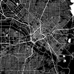 black and white map of dallas indicating location of an eggersmann showroom