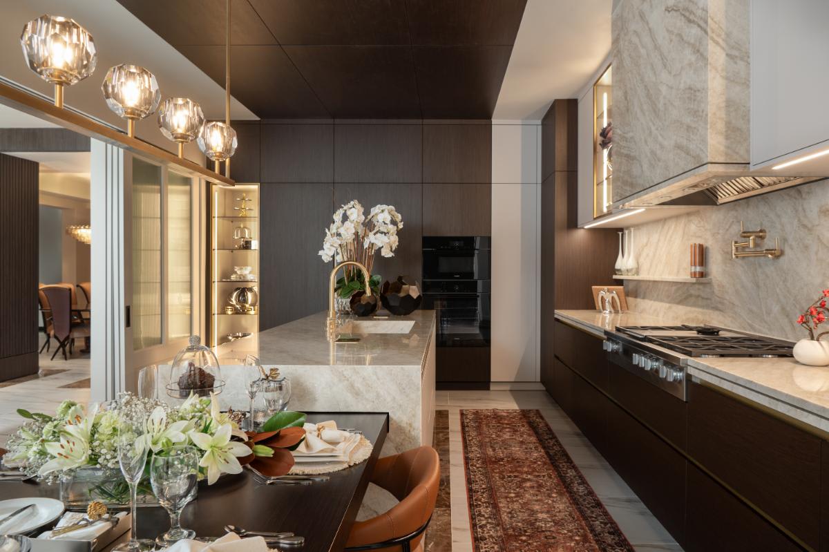 galley of a luxury kitchen in riverstone community of sugar land texas