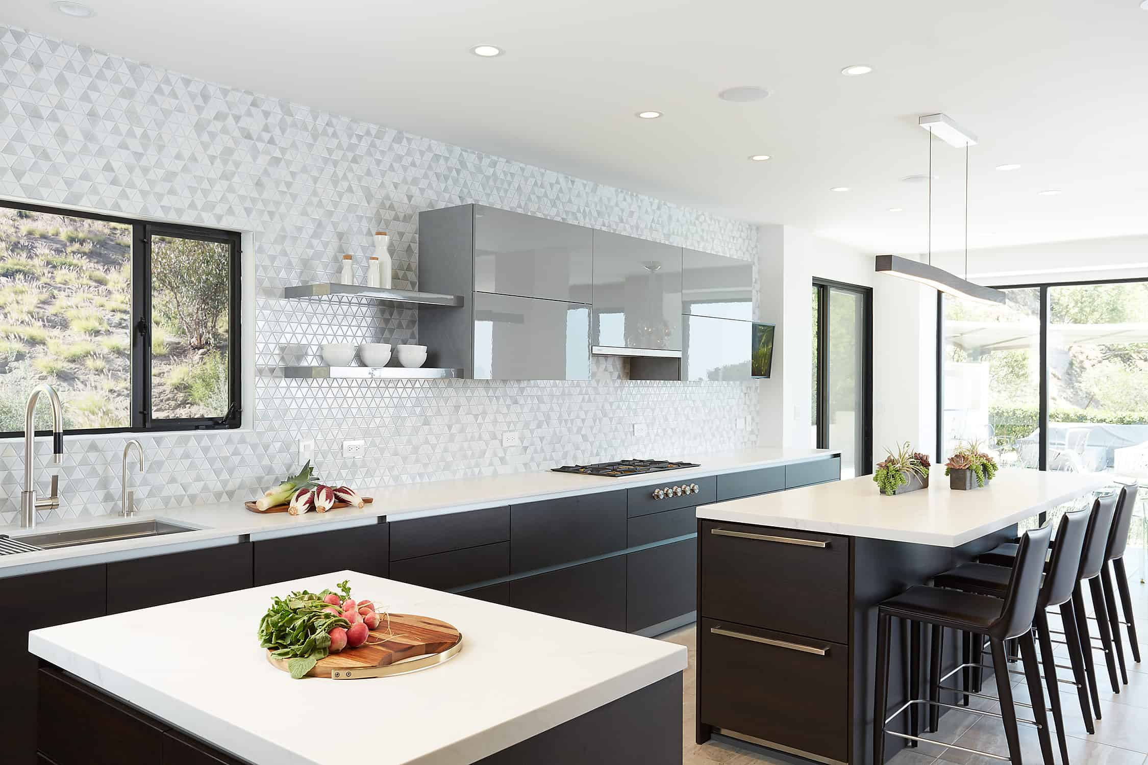 moussa kitchen project completed by eggersmann la features 2 separate kitchen islands