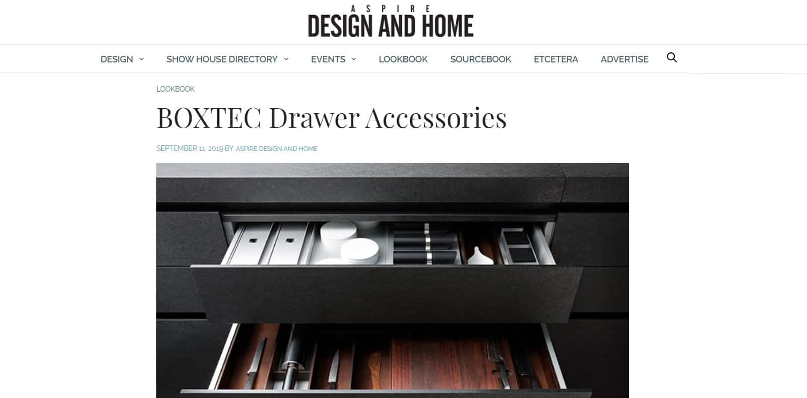 aspire design and home article featuring eggersmann boxtec drawer accessories and organizers