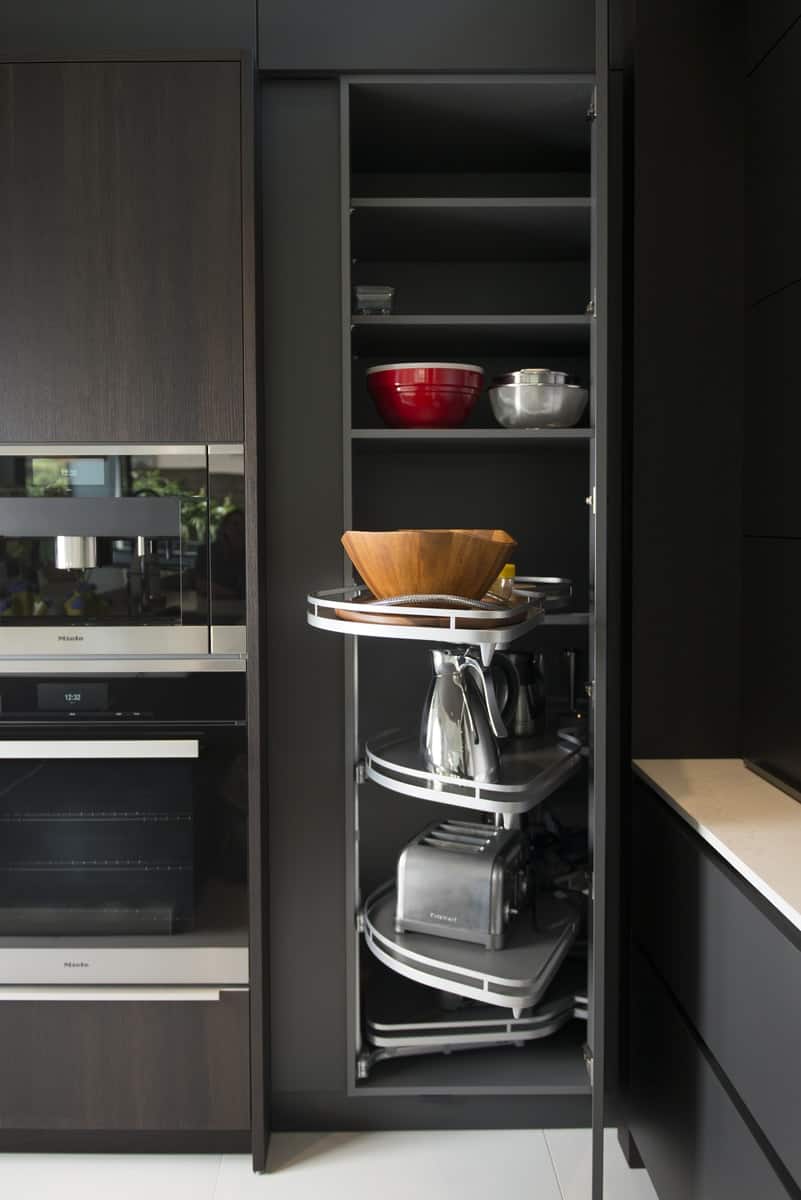 Appliance garages, pull-out shelves help organize kitchen