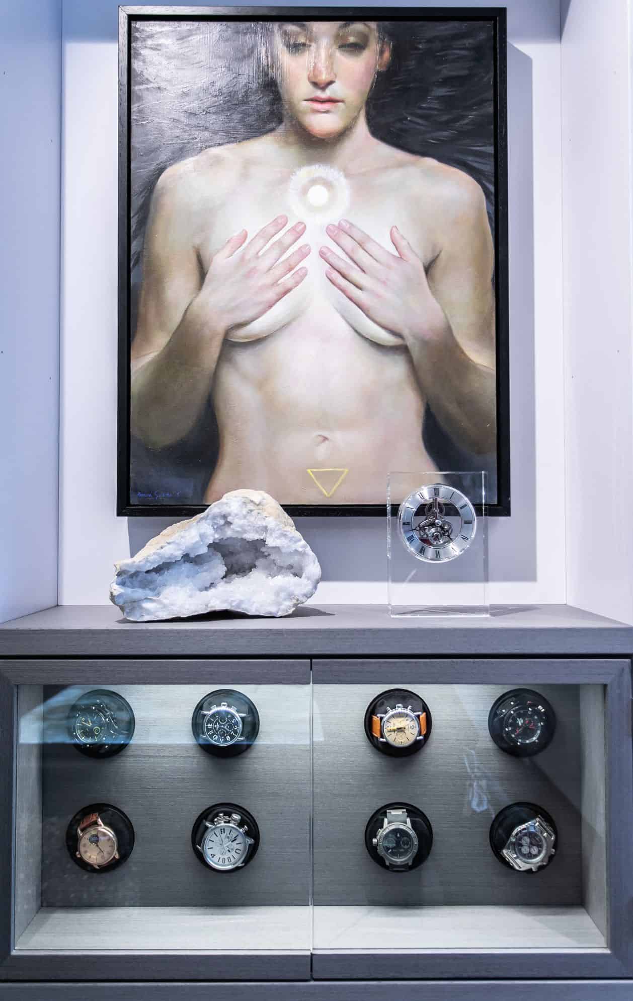 bruno surdo nude artwork featured at the rndd gallery walk 2019 in an eggersmann luxury walk-in wardrobe in the chicago showroom