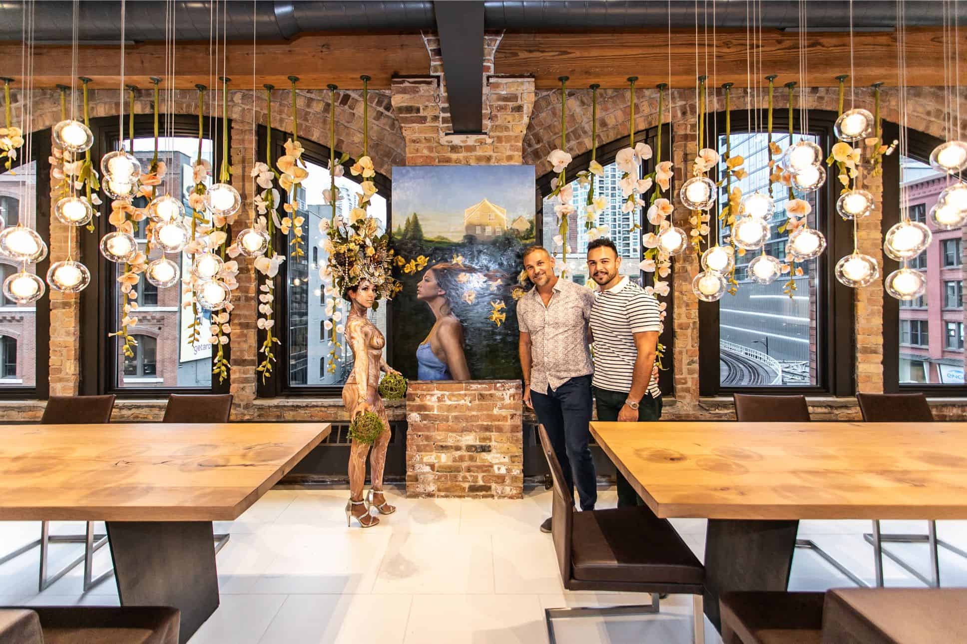 guests and featured artwork in the eggersmann kitchens chicago showroom during the rndd gallery walk 2019