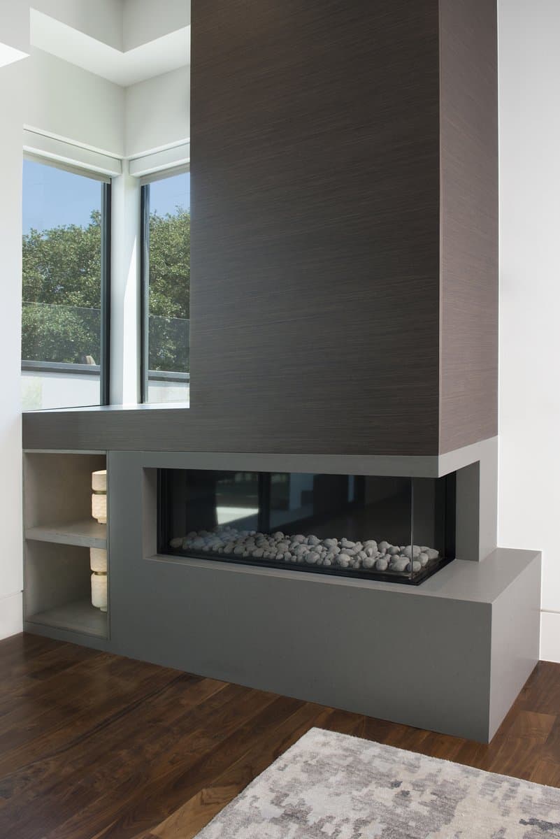 master bedroom fireplace and niche designed and installed by eggersmann