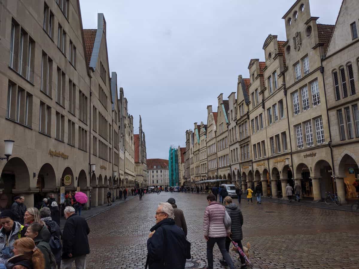 beautiful architecture on a cobbled street in muenster germany