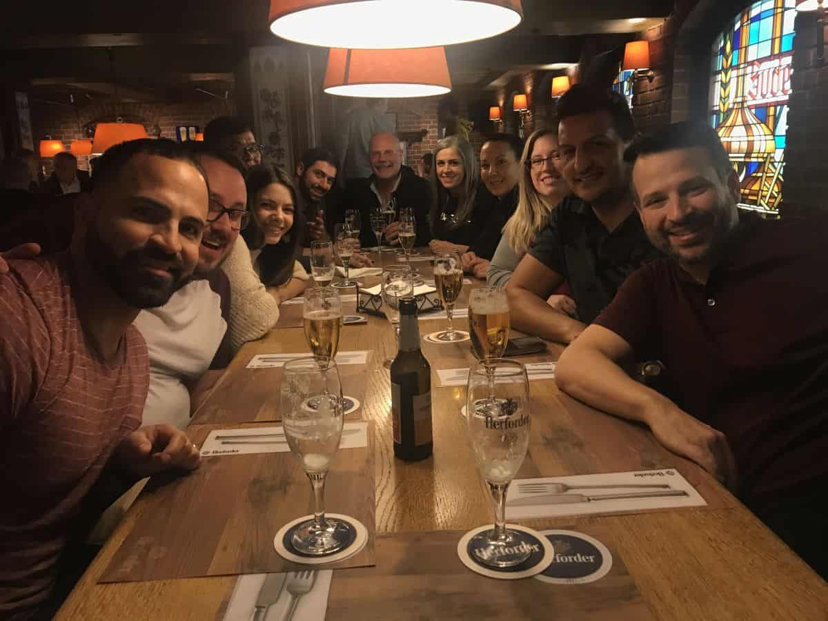 eggersmann team photo at a dinner in muenster germany