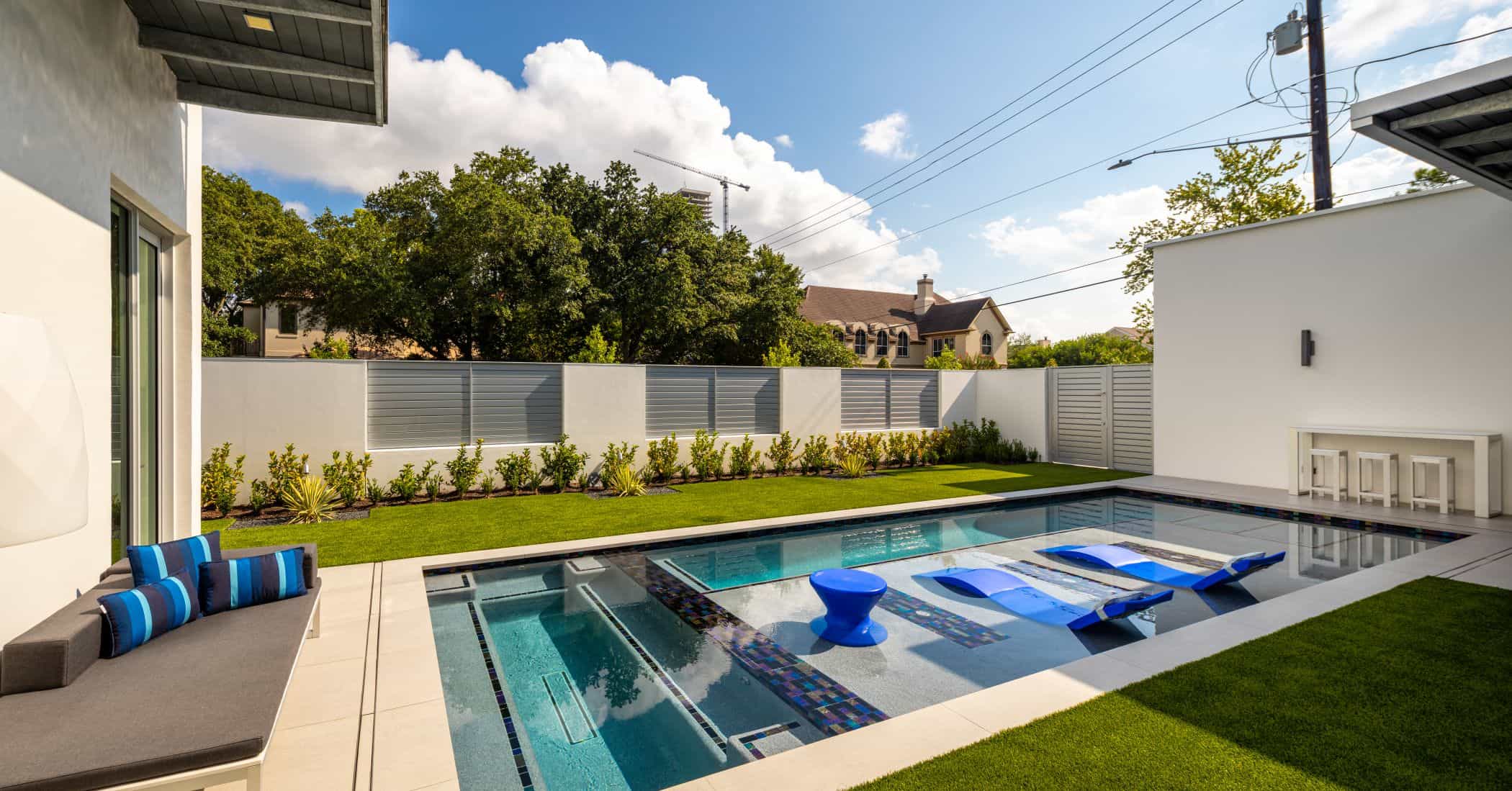 luxury pool of a master bedroom of a houston new construction home