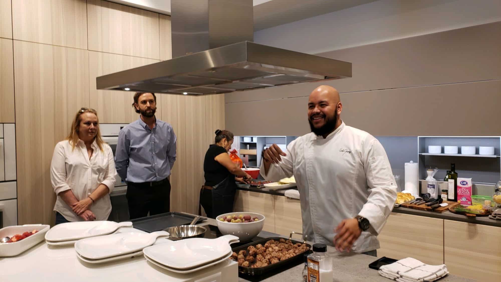 chef saul begins cooking for the attendees for the january 2020 estate master class at eggersmann la