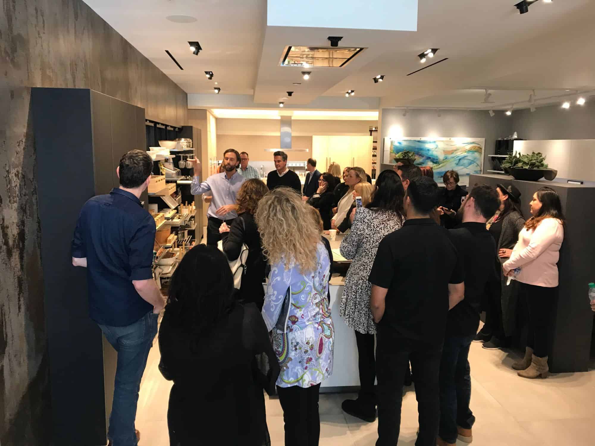attendees of a january 2020 estate master class tour the eggersmann la showroom