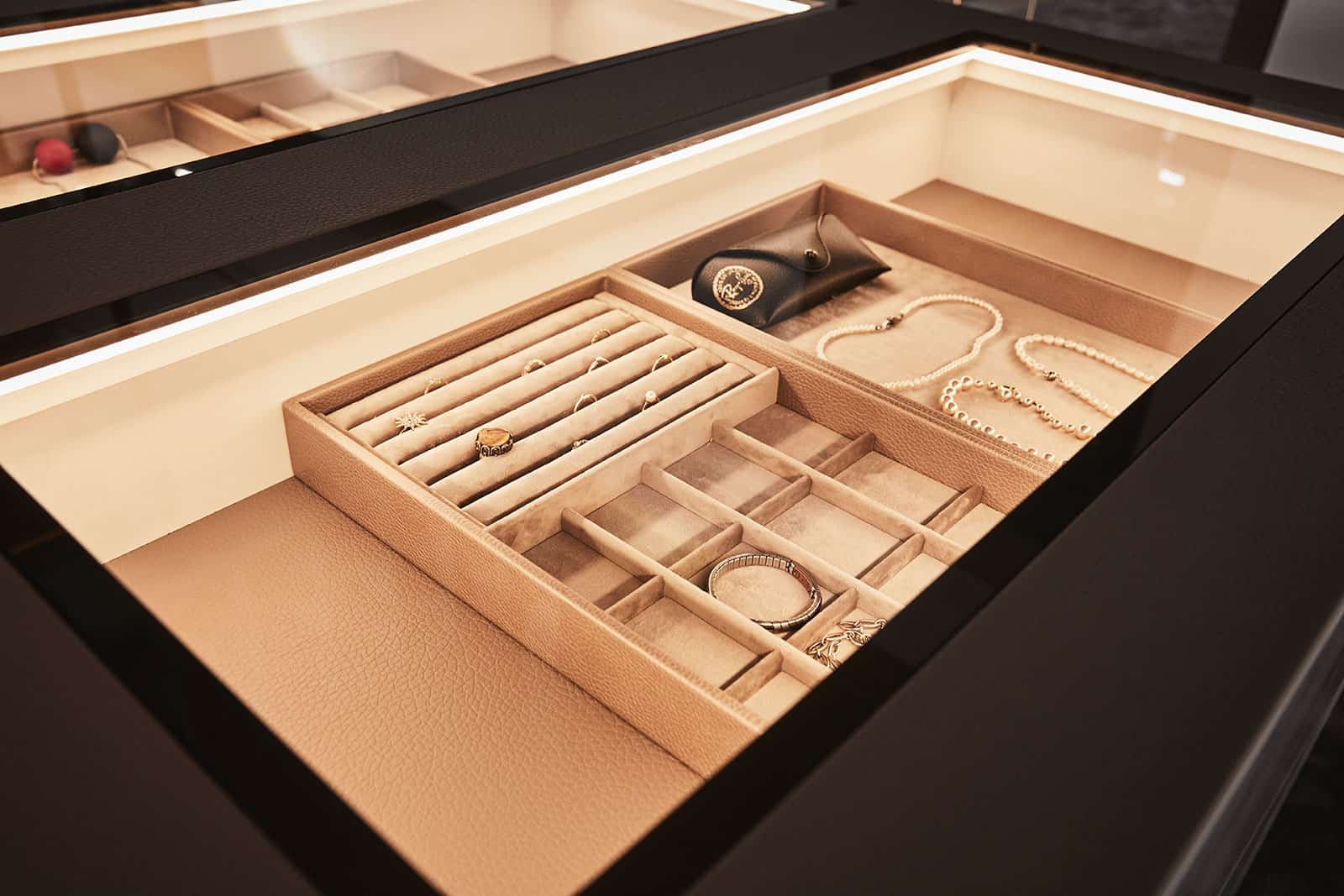 luxury jewelry organizer inside schmalenbach closet system