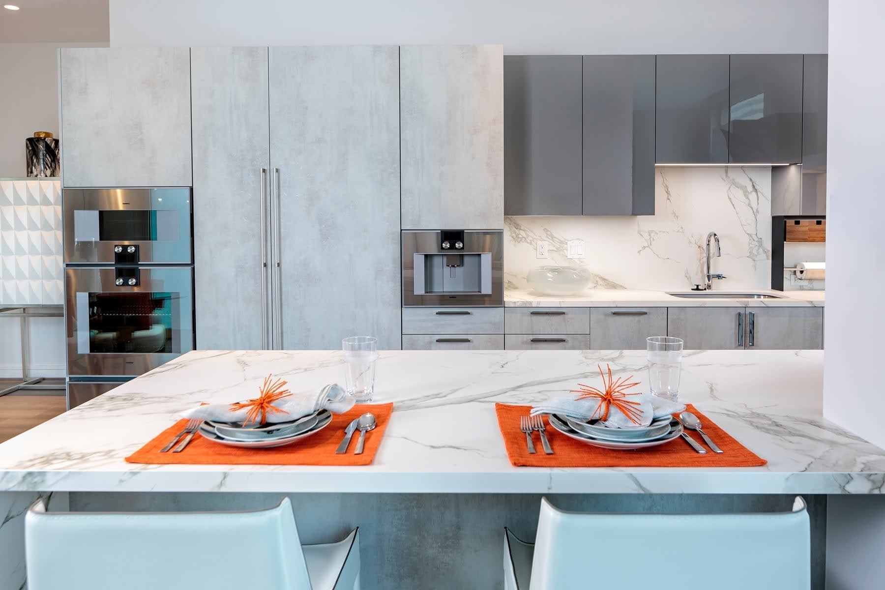 eat in kitchen by eggersmann in the model unit of arabella luxury condos in houston