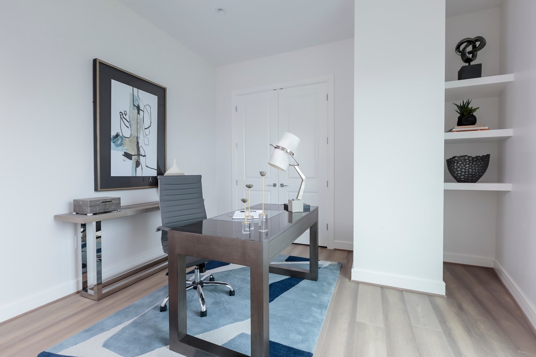 home office in the model unit of arabella luxury condos in houston