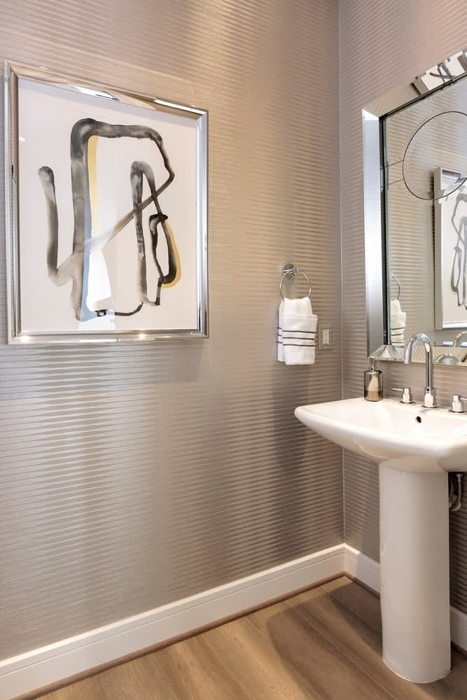powder room of the model unit of arabella luxury high rise apartments in houston