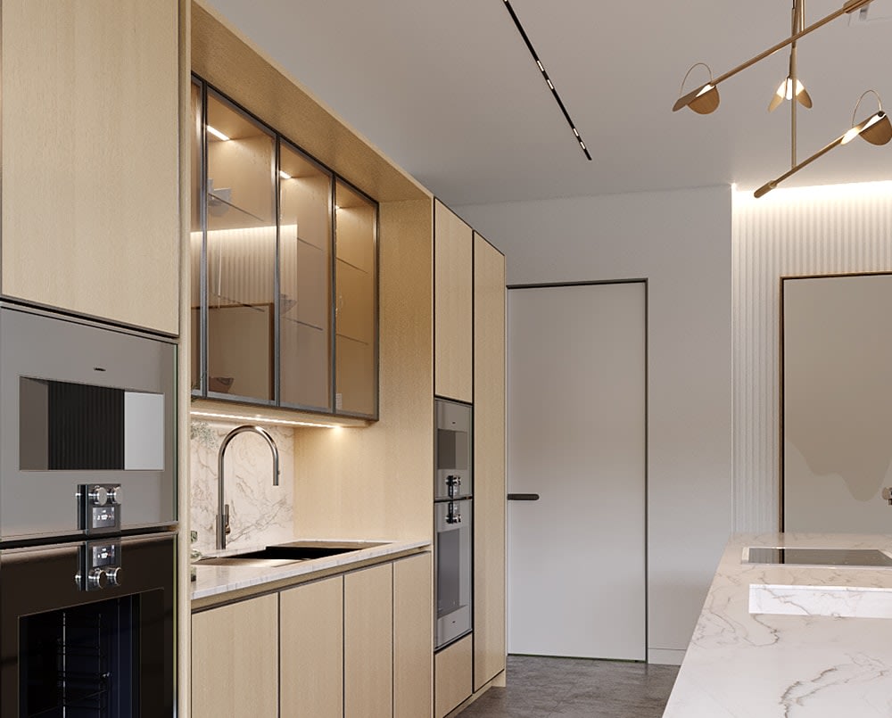 side view of 24 mm glance Glass Door