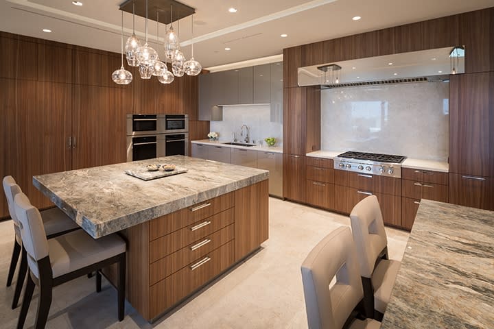 double stone-island kitchen in an eggersmann kitchen in belfiore condos in houston
