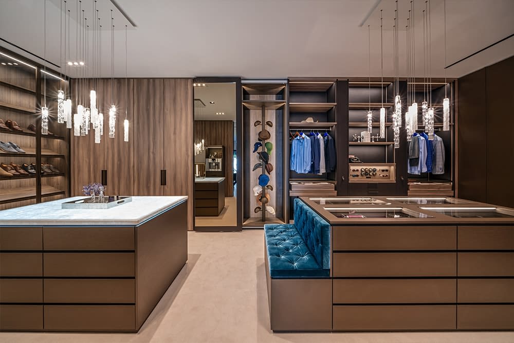 dual islands in custom luxury walk-in closet