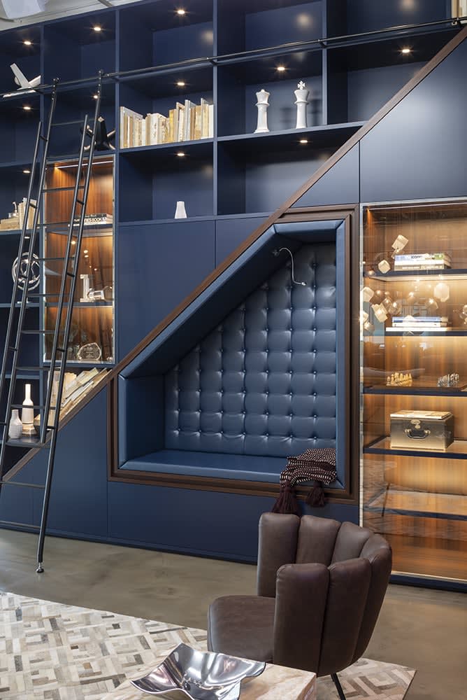 tufted leather sitting nook custom designed by eggersmann