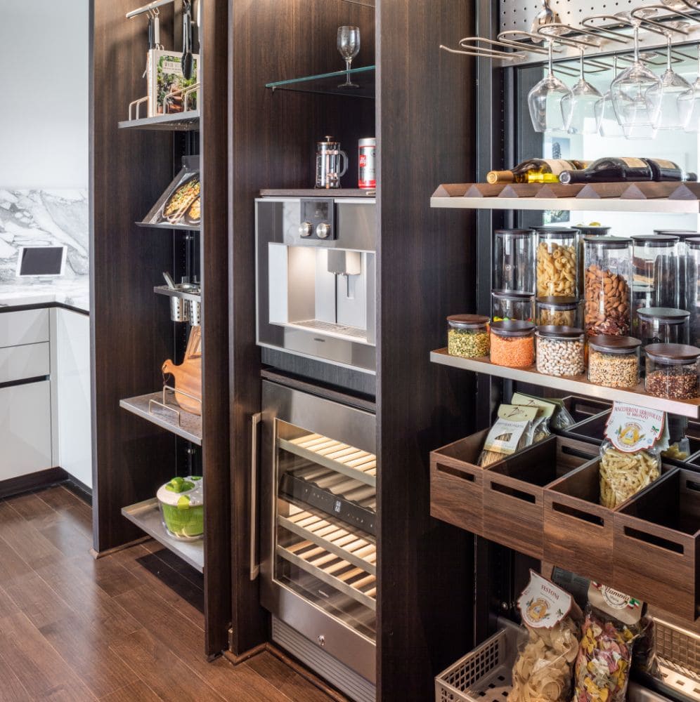 hidden pantry and coffee and wine bar in eggersmann-design german kitchen