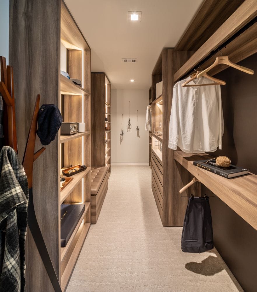 custom storage solutions in a schmalenbach manufactured wardrobe designed by eggersmann