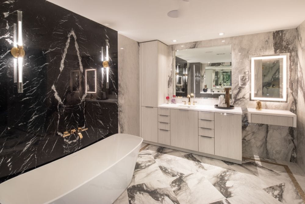 luxury german cabinetry in marble master bathroom designed by eggersmann