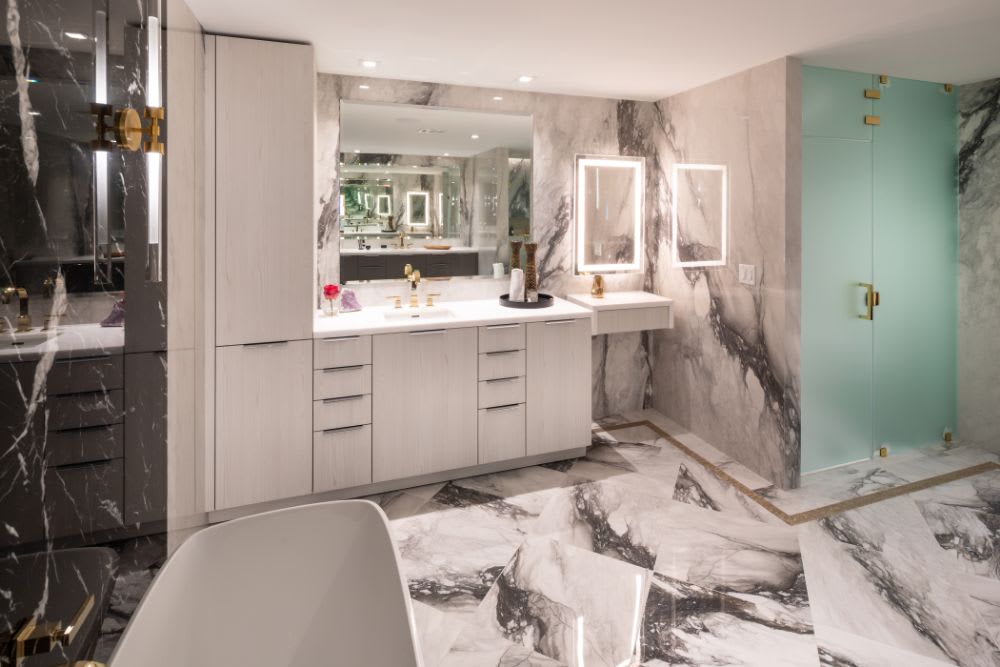 luxury bathroom designed by eggersmann houston for the paramount highrise