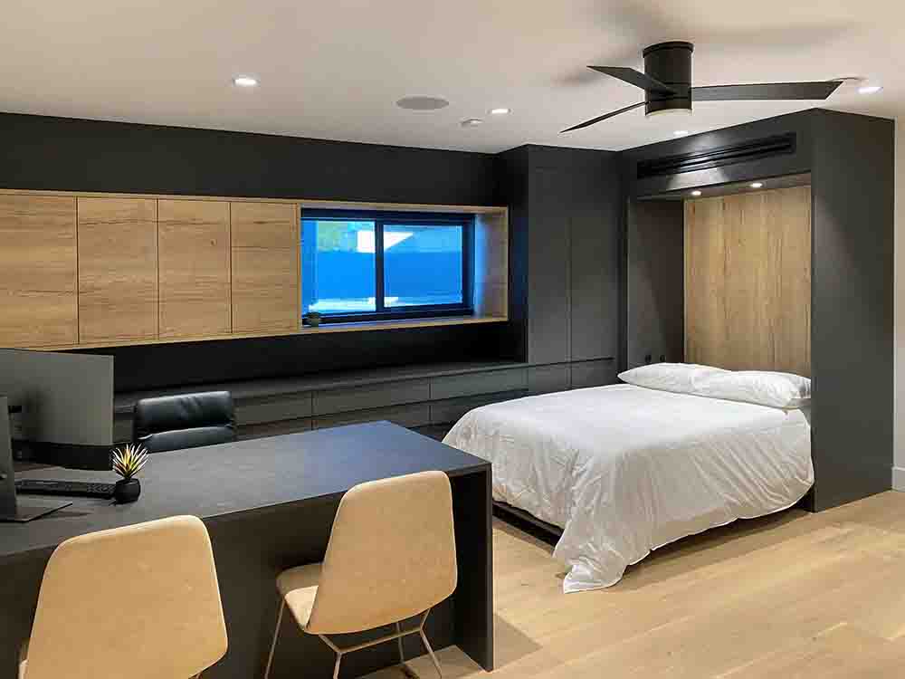 Flexible office with Murphy bed in Scottsdale german cabinetry showroom