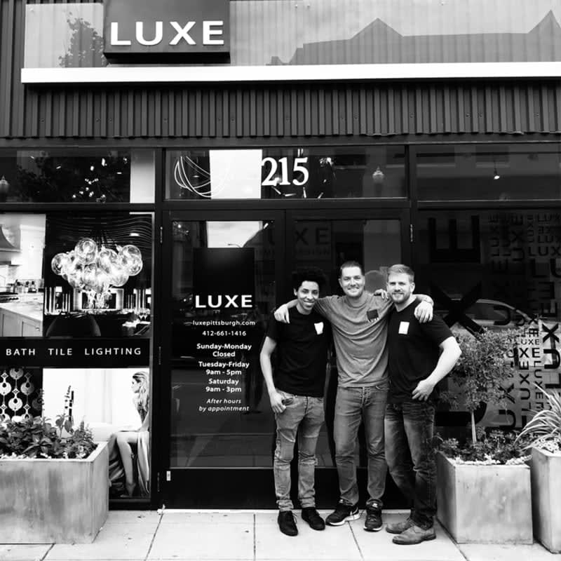 Billie, Brent & Tyler in front of our Luxe showroom design team at eggersmann studio scottsdale