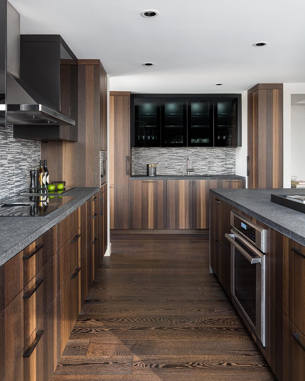 Modern Kitchen in Warm Woods and Tones of Grey