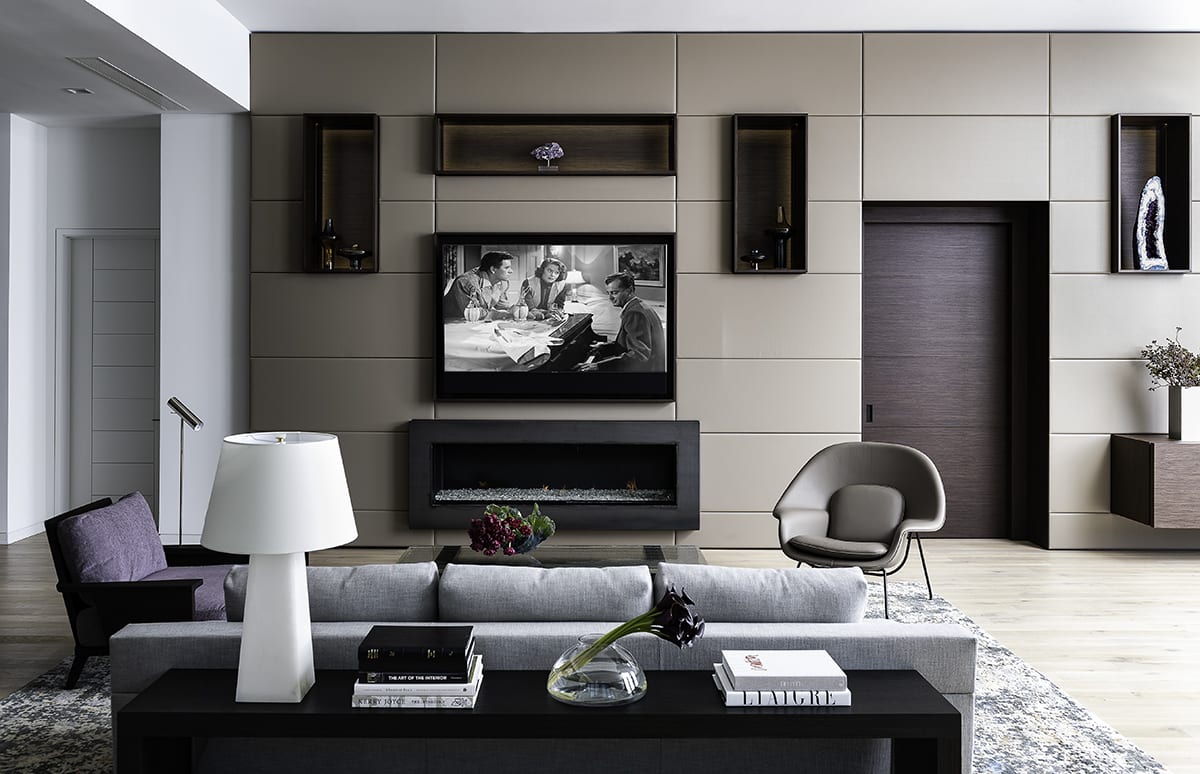 modular highly functional modern wall of a living area of a southwest contemporary kitchen designed by eggersmann dallas