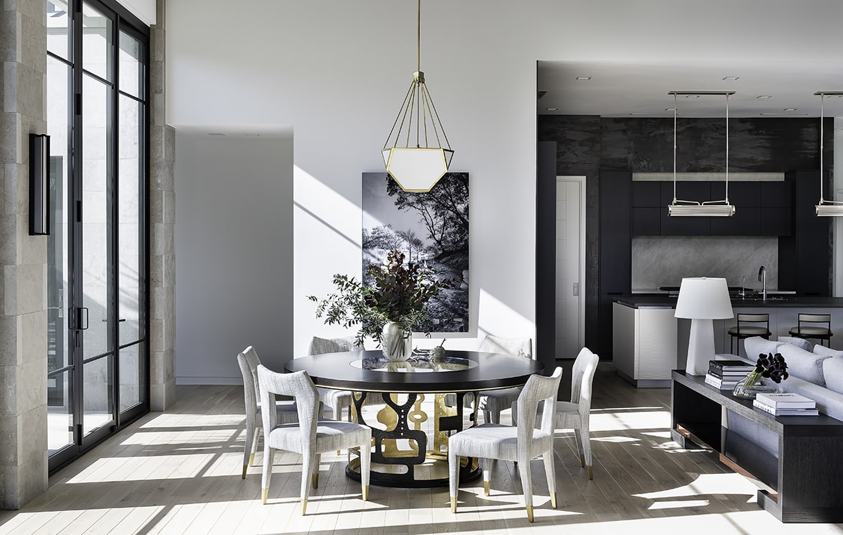 bright airy dining area of a southwest contemporary kitchen designed by eggersmann dallas