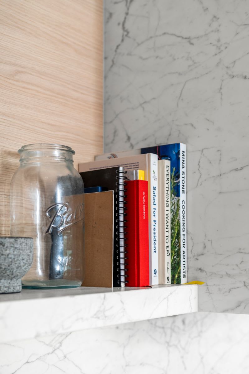 marble shelf in a luxury kitchen designed by eggersmann in la silver lake