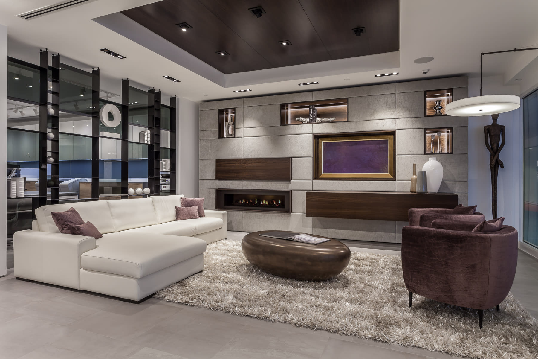 horizontal electric fireplace by dimplex installed in eggersmann desgined living area