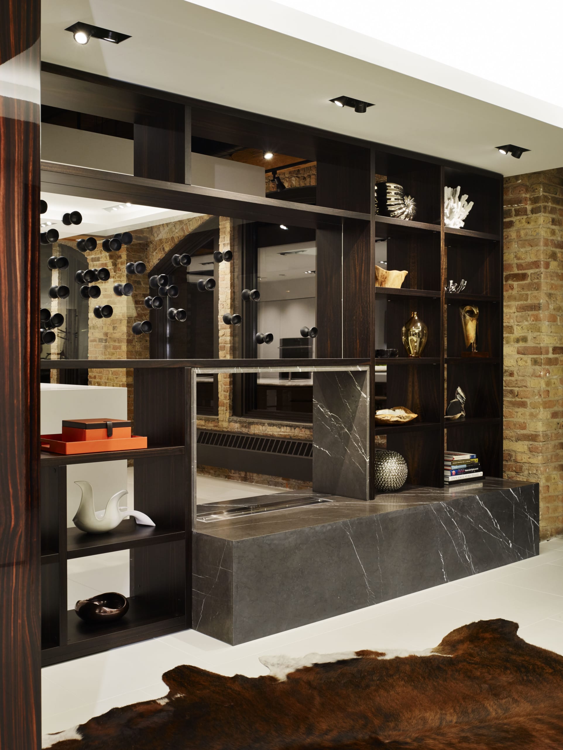 realistic electric fireplace installed in eggersmann designed living room