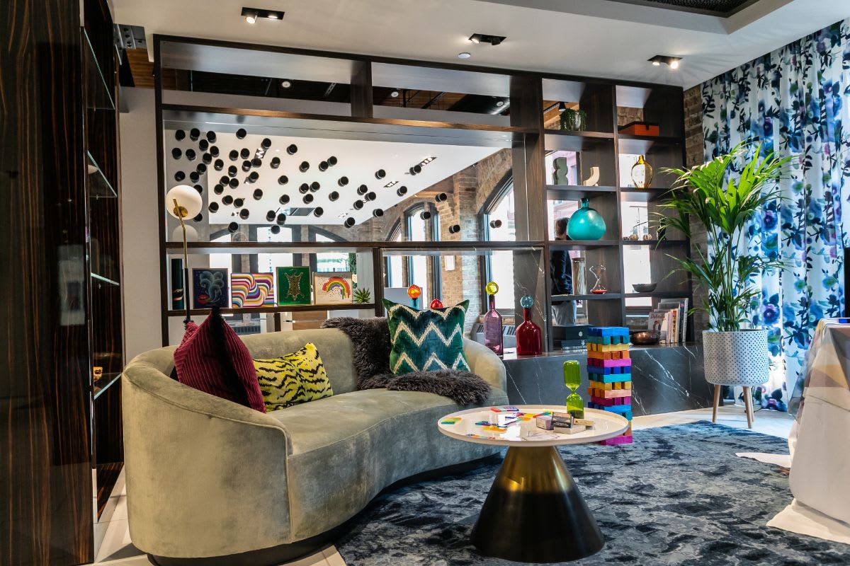 interior design vignette in the eggersmann chicago showroom desgined by sarah jacquelyn interiors for the fall rndd gallery walk