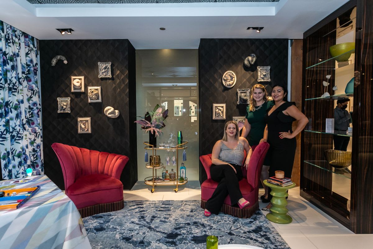 interior design vignette in the eggersmann chicago showroom desgined by sarah jacquelyn interiors