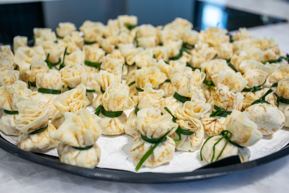canapes served in eggersmann chicago showroom during the rndd gallery walk fall 2021