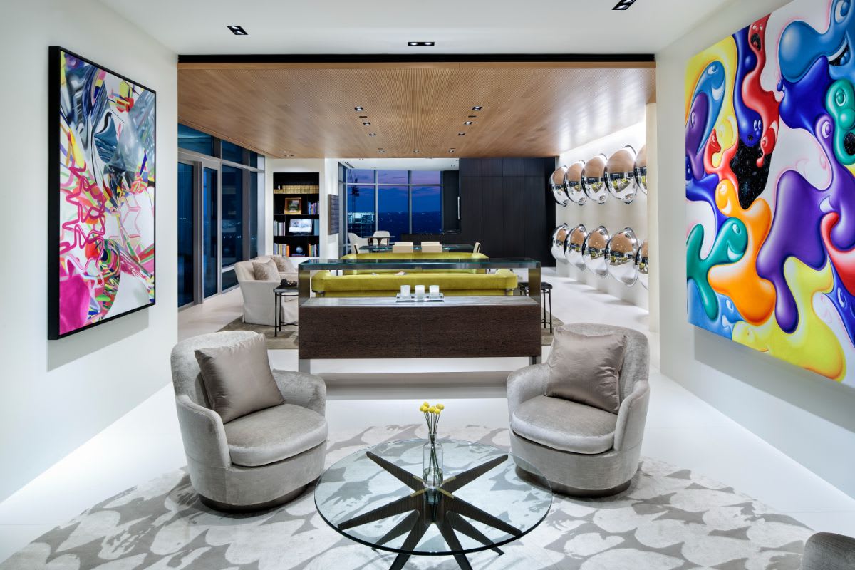 entry hall of an austonian high-rise residence in austin texas