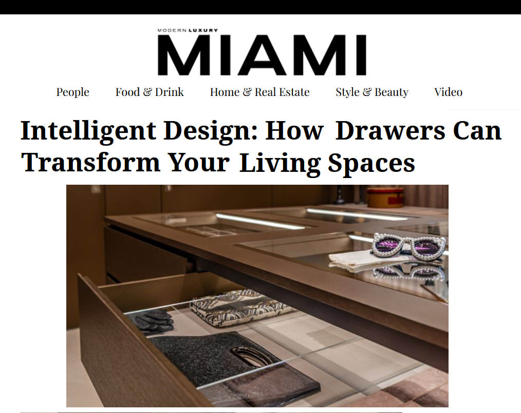 article excerpt from Modern Luxury Miami magazine about eggersmann drawer organizers