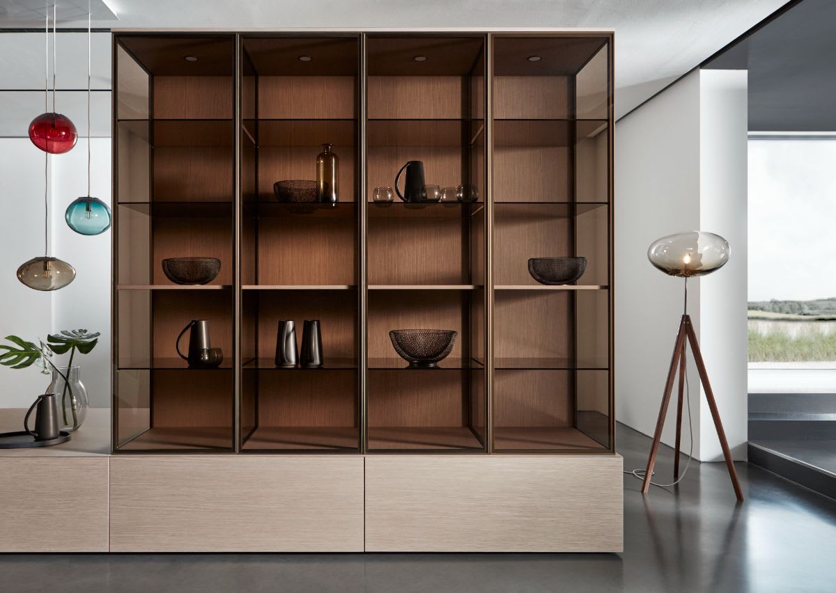 eggersmann custom glass front cabinetry in the glance range