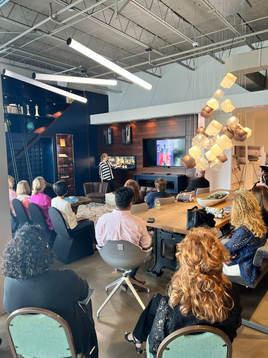anne breux presenting euro design trends 2022 at eggersmann houston