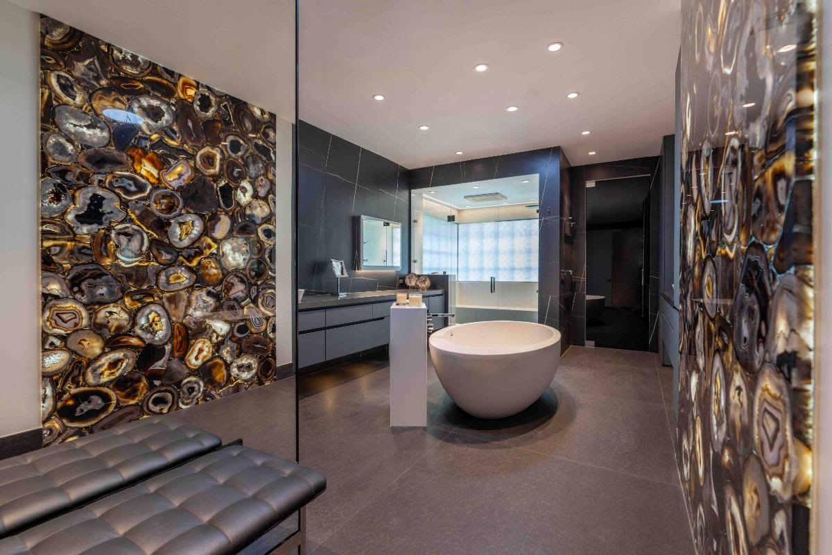zen-inspired bath with natural finishes