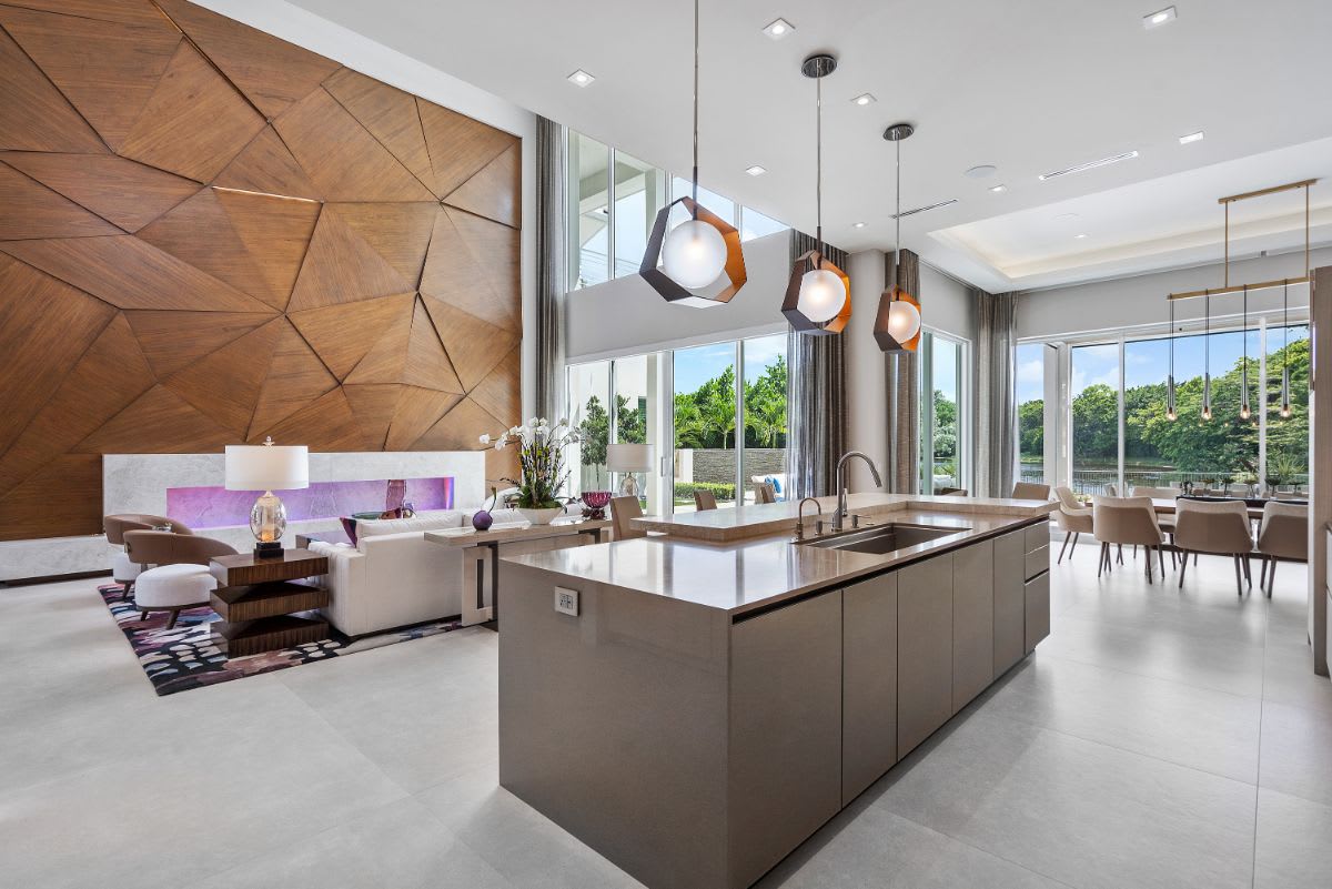 custom kitchen island designed by eggersmann for a boca raton new construction home in st andrews country club