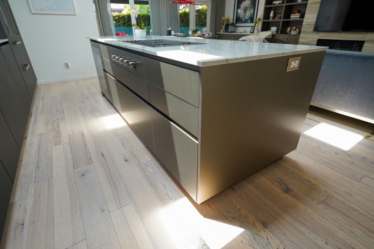 island of a west hollywood luxury kitchen