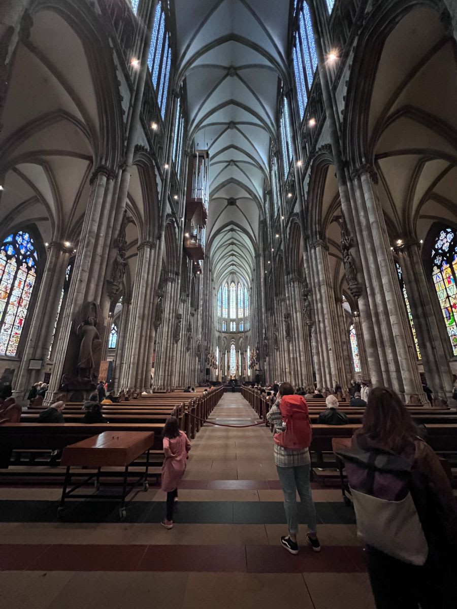 main aisle of the cologne cathedral in germany