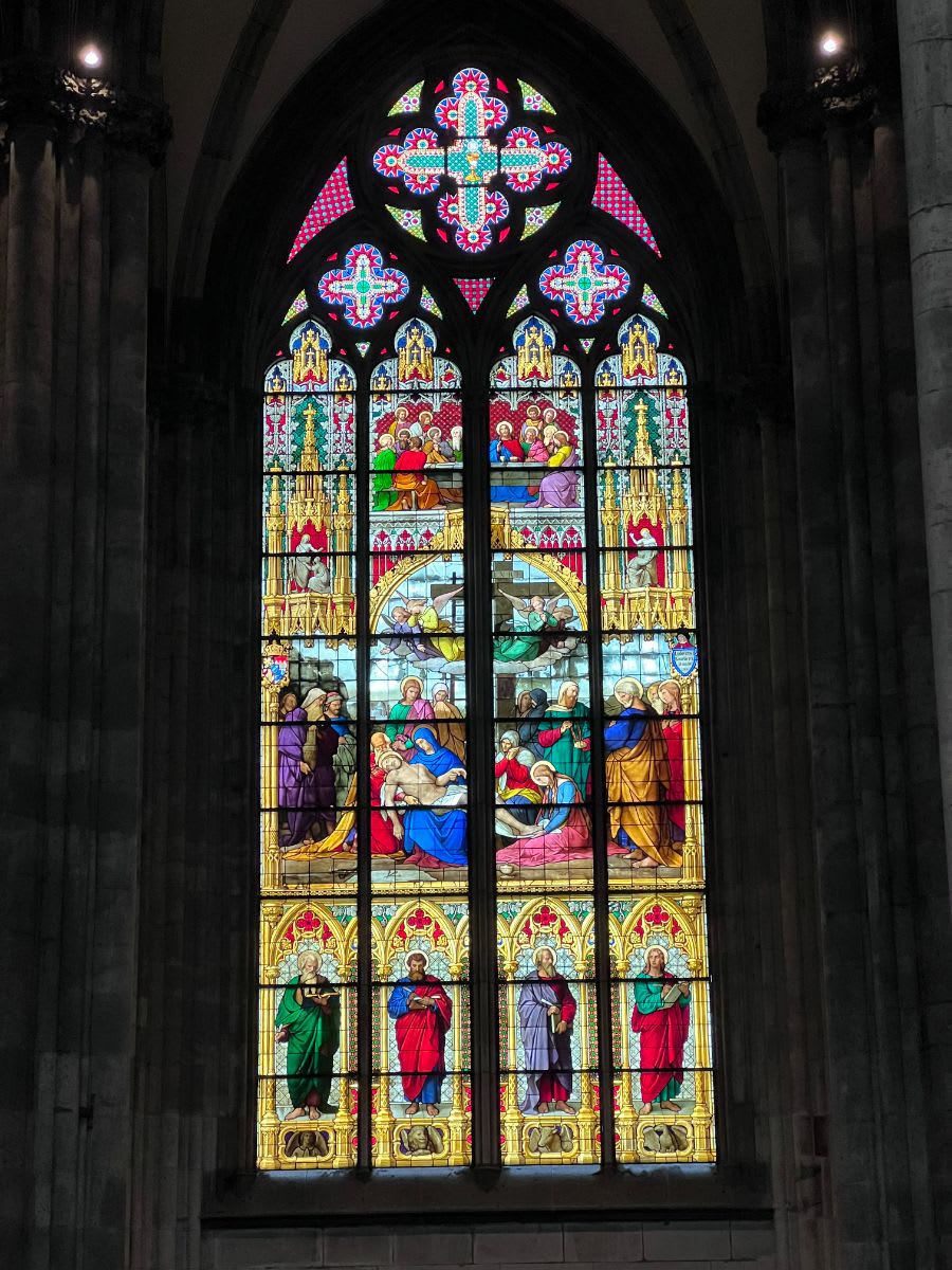 cologne cathedral stained glass windows feature stories of the bible and saints