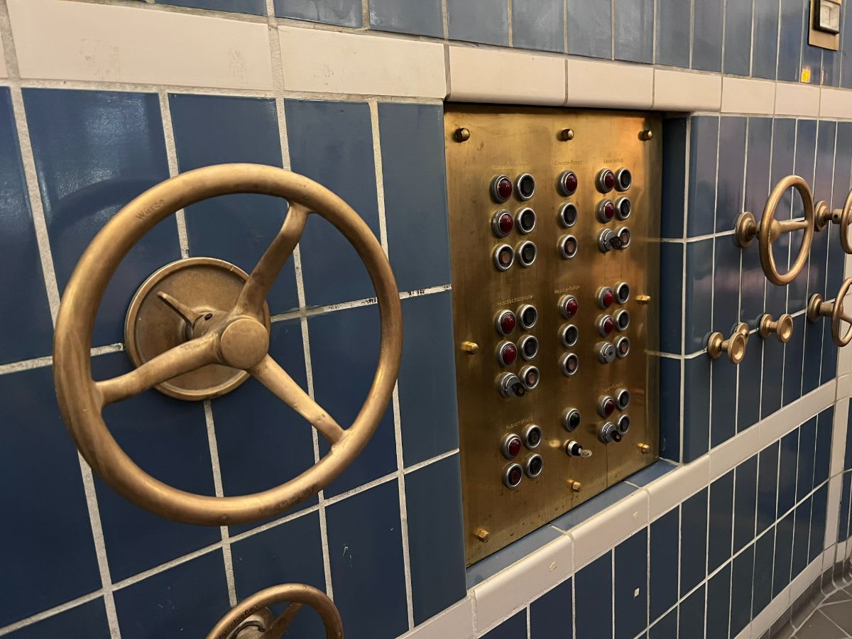 brewery control panel inside the Rheinauhafen's Brauwelt Koln, one of the oldest breweries in Cologne
