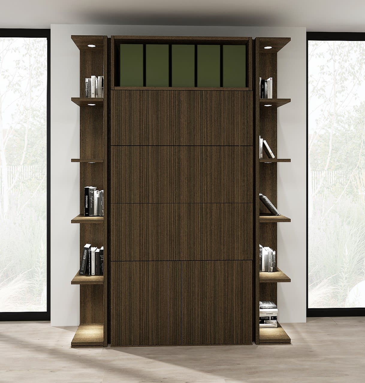 eggersmann laguna rendering of a fold-away desk and shelf display shown closed