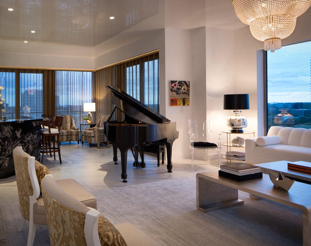 luxury piano bar room in a high-rise residence designed by eggersmann